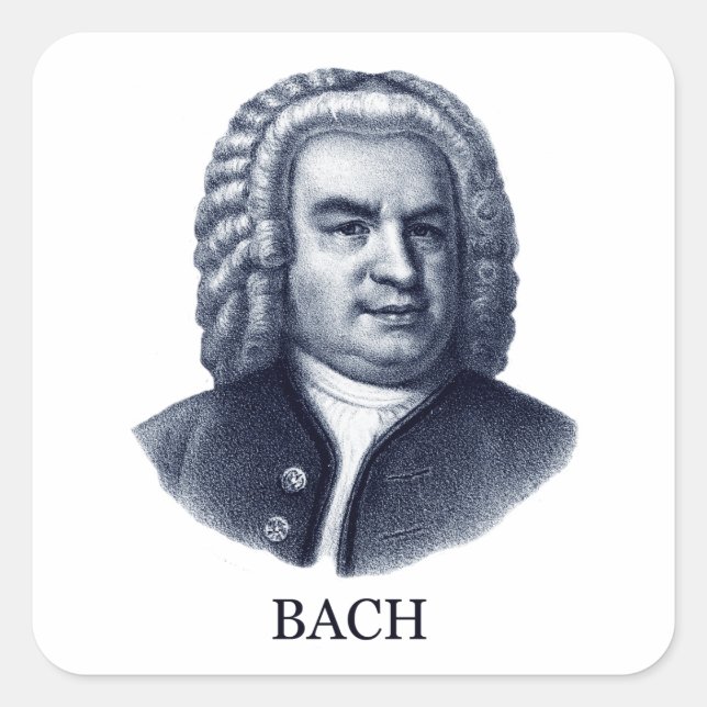 Sticker Carré Johann Sebastian Bach, bleu (Devant)