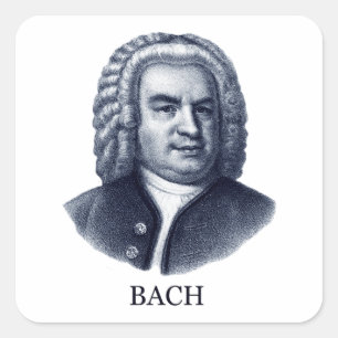 Sticker Carré Johann Sebastian Bach, bleu