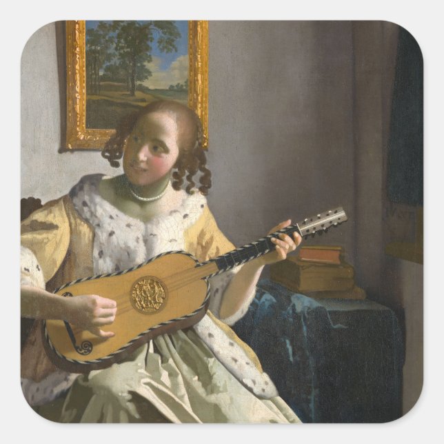Sticker Carré Johannes Vermeer - Guitare (Devant)