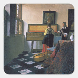 Sticker Carré Johannes Vermeer - La leçon de musique