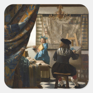 Sticker Carré Johannes Vermeer - L'Allégorie de la Peinture