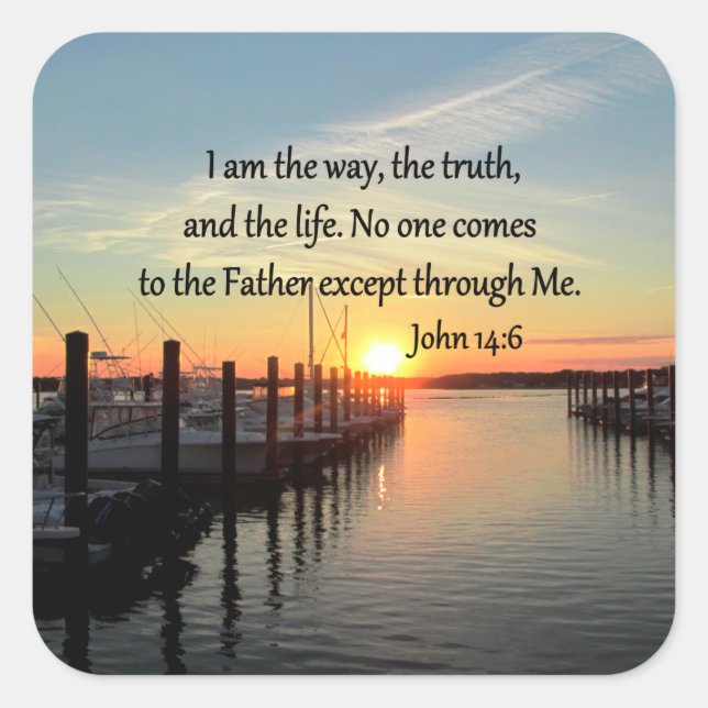 STICKER CARRÉ JOHN 14:6 DESIGN PHOTO SUNSET (Devant)
