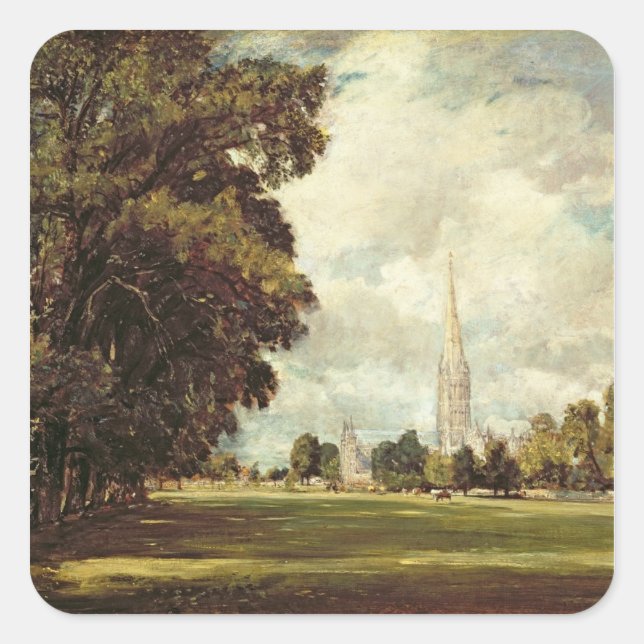 Sticker Carré John Constable | Cathédrale de Salisbury de Lower  (Devant)