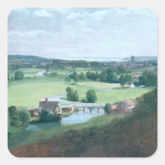 Sticker Carré John Constable | la vallée du Stour avec Dedh (Devant)