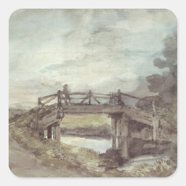 Sticker Carré John Constable | Un pont sur la pierre (Devant)