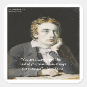 Sticker Carré John Keats "Baisers frais" Citation d'amour Cadeau