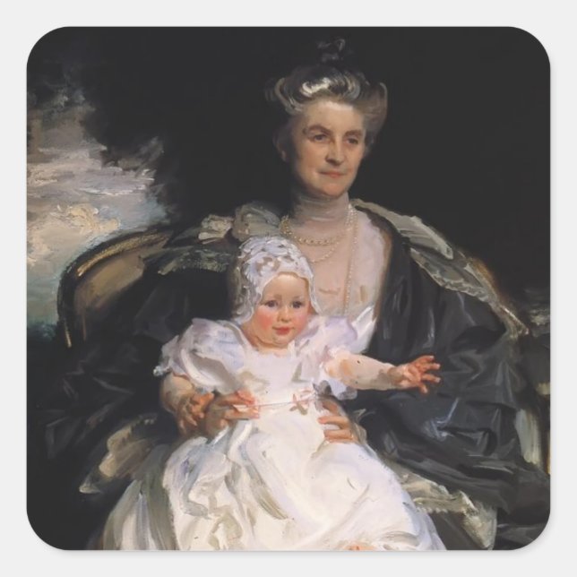 Sticker Carré John Sargent- Mme Henry Phipps et Son Granson (Devant)