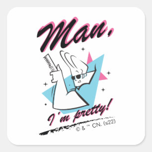 Sticker Carré Johnny Bravo - Man I'm Pretty Retro Graphic