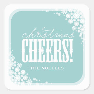 Sticker Carré Joie de Noël Élégants Flocons de Neige Fêtes Moder