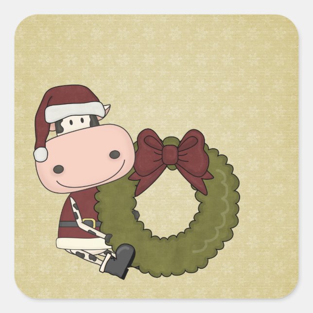 Sticker Carré Joie de Noël - Vache (Devant)