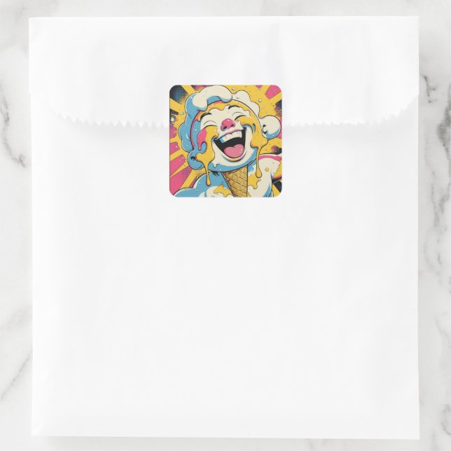 Sticker Carré Joie Fondante – Explosion de Pop Art de Glace (Sac)