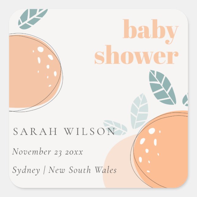 Sticker Carré Joli Baby shower Abstrait orange Fruity Bold (Devant)