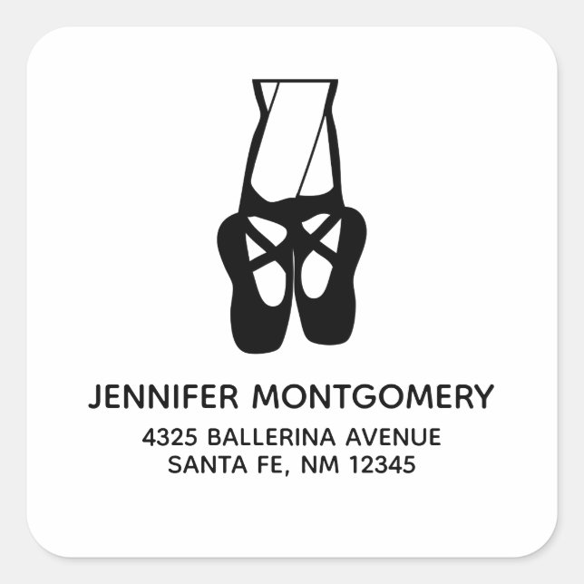 Sticker Carré Joli Ballet Dancer Jambes & Chaussons Adresse (Devant)