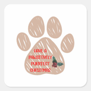 Sticker Carré Joli chat Paw drôle Noël
