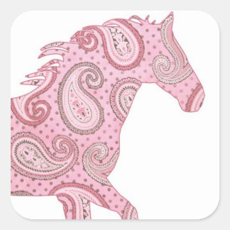 Sticker Carré Joli Cheval de Paisley Rose