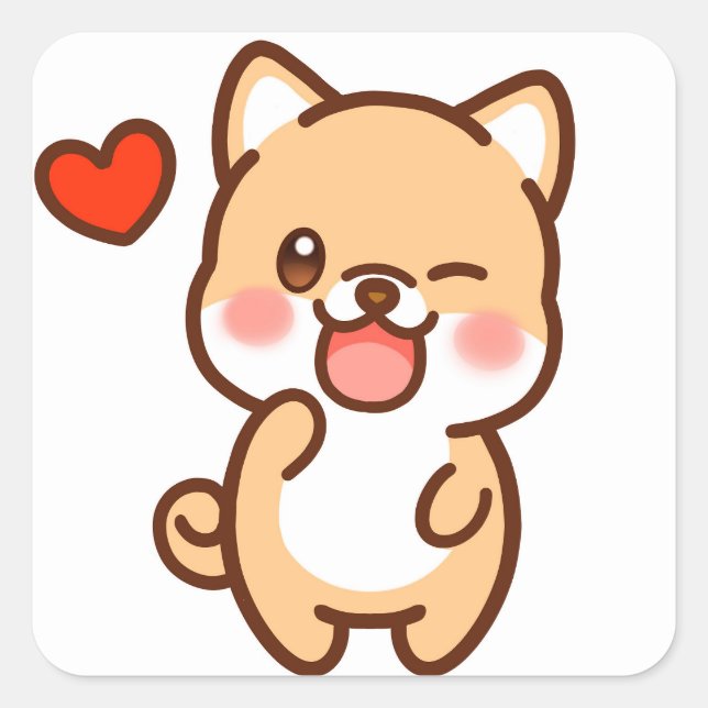 Sticker Carré Joli chien (Devant)