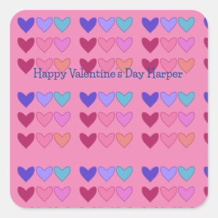 Sticker Carré Joli Coeur Coloré Saint-Valentin