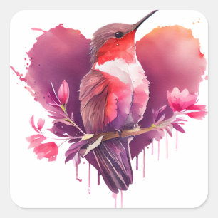 Sticker Carré Joli colibri Valentine