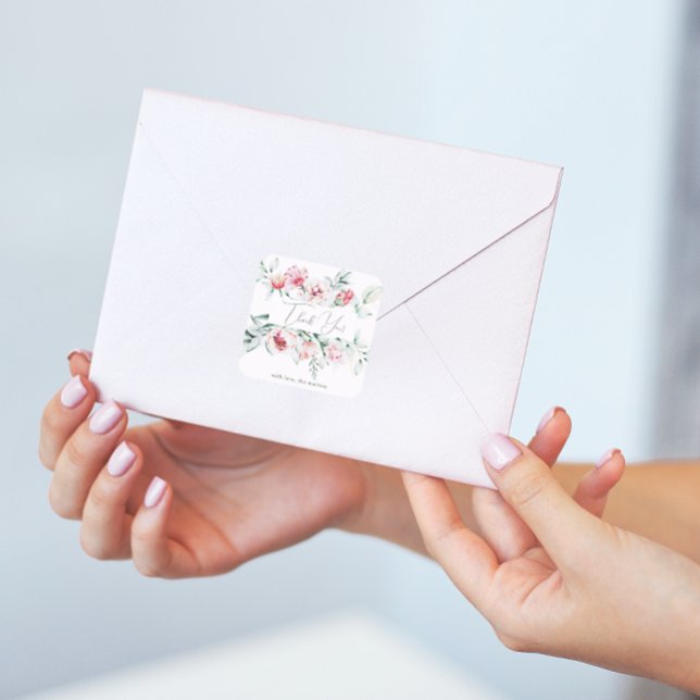 Sticker Carré Joli et chic Merci floral (Créateur téléchargé)