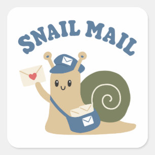 Sticker Carré Joli facteur de courrier escargot
