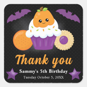 Sticker Carré Joli gâteau cupcake d'Halloween pour l'anniversair