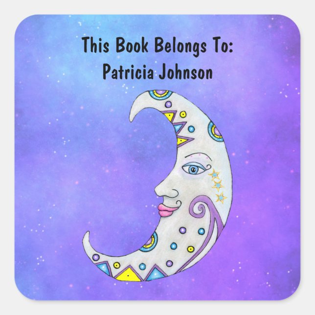 Sticker Carré Joli Imaginaire Croissant Lune Décoration Lumineus (Devant)