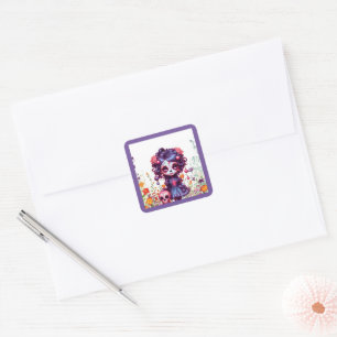 Sticker Carré Joli Jardin Gothique Crâne de Sucre