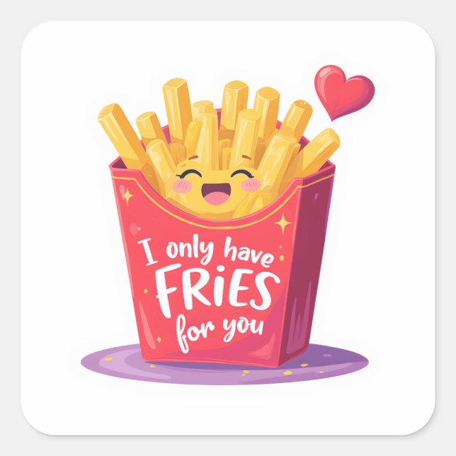 Sticker Carré Joli jeu de mots sur les frites pour la Saint-Vale (Devant)