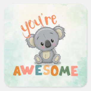 Sticker Carré Joli koala Vous êtes un professeur génial Récompen