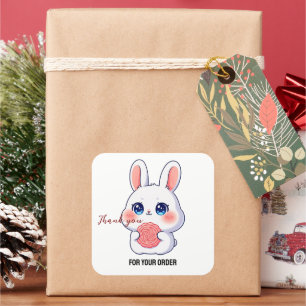 Sticker Carré Joli Lapin Merci