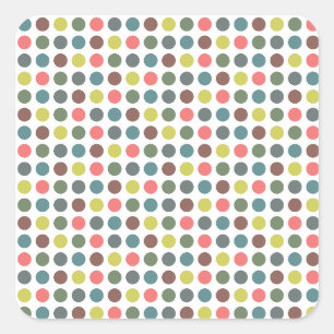 Sticker Carré Joli les années 70 coloré avec motif pois
