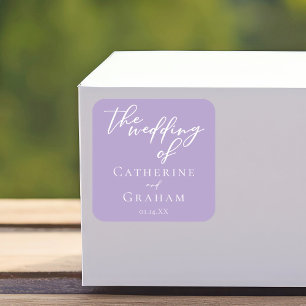 Sticker Carré Joli Lilac violet Mariage de typographie blanche
