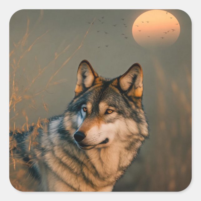 Sticker Carré Joli loup (Devant)