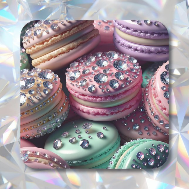 Sticker Carré Joli Macaron Bling (Créateur téléchargé)