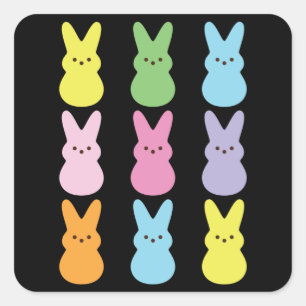 Sticker Carré Joli Marshmallow de Pâques Bunnies Enfants