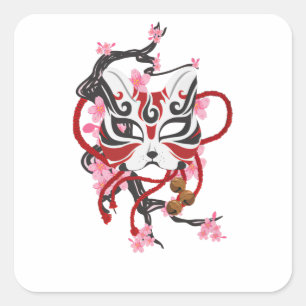 Sticker Carré Joli masque japonais
