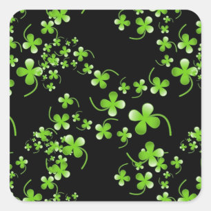 Sticker Carré Joli motif Shamrock, vert sur accessoire noir