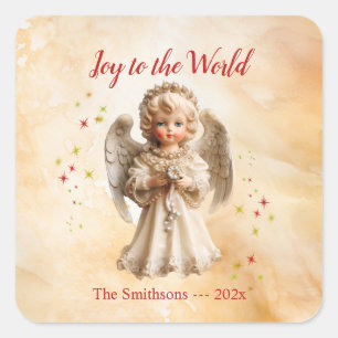 Sticker Carré Joli Noël Angel Vintage