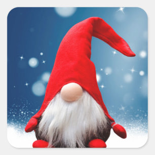 Sticker Carré Joli Noël Santa Neige Étoiles