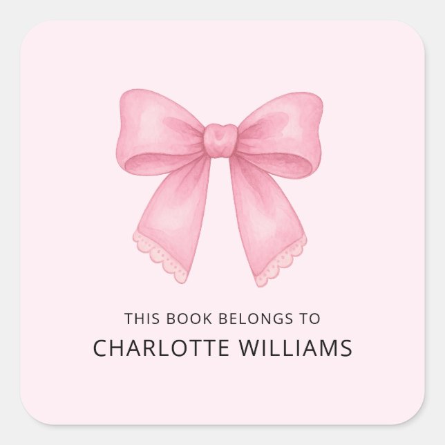 Sticker Carré Joli Nœud Papillon Coquette Élégant Rentrée des Cl (Devant)