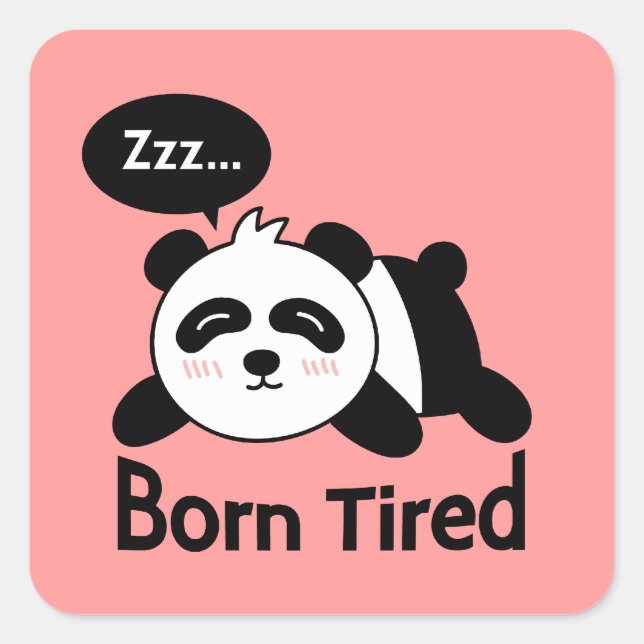 Sticker Carré Joli panda endormi, né fatigué (Devant)