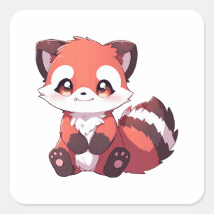 Sticker Carré joli panda roux