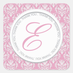 Sticker Carré Joli Parti Monogramme Rose Favoriser Les Autocolla