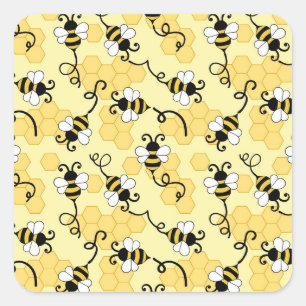 Sticker Carré Joli petit motif abeilles