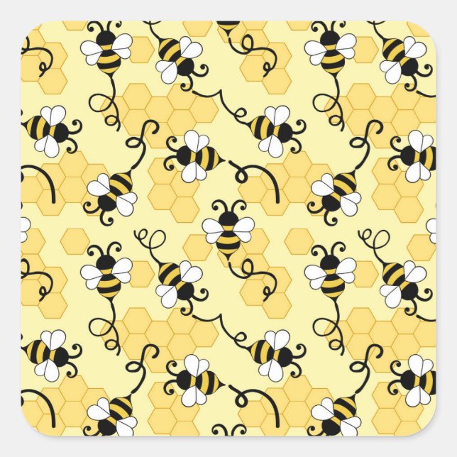 Sticker Carré Joli petit motif abeilles (Devant)
