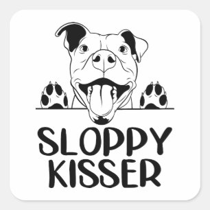 Sticker Carré Joli Pitbull Love Pittie Pit Bull Chien Chien Chie