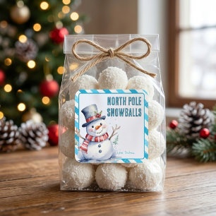 Sticker Carré Joli poème de Noël sur l'homme de neige, friandise