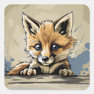 Sticker Carré Joli renard