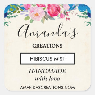 Sticker Carré Joli rose et bleu Flower affaires frontière