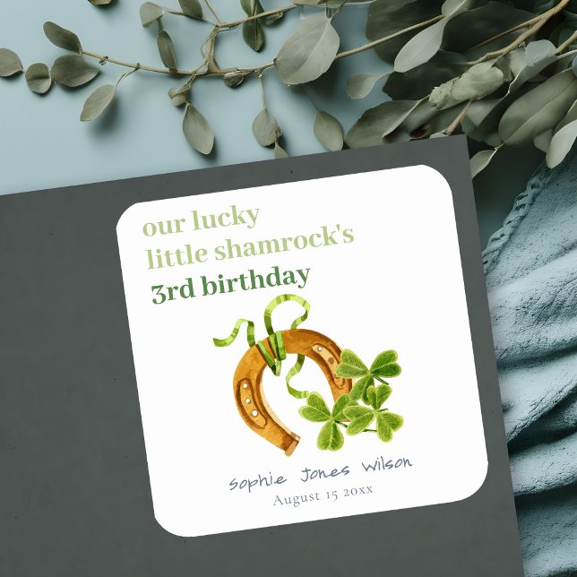 Sticker Carré Joli Shamrock  St Patrick's Day Anniversaire de en (Créateur téléchargé)